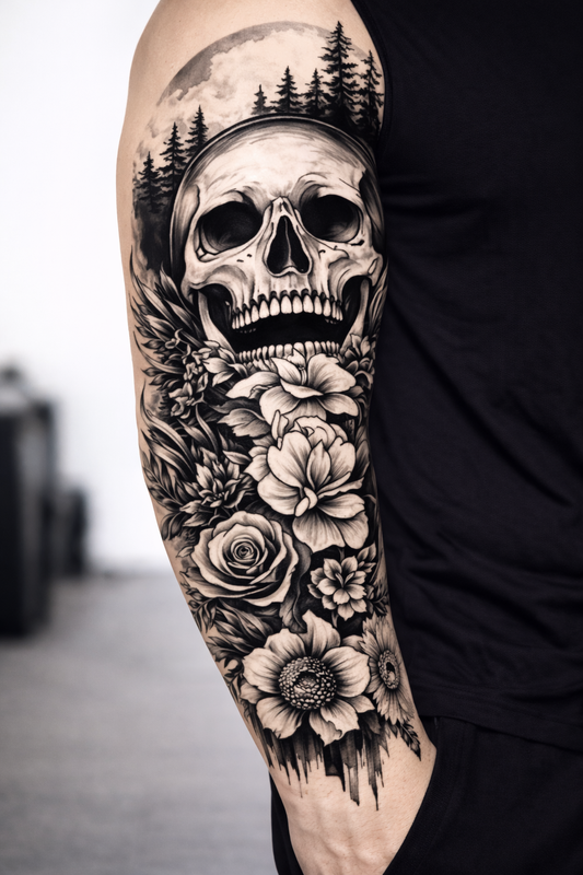 Skull with Flowers