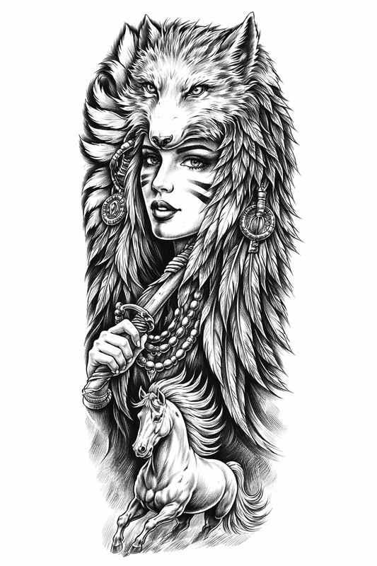 Wolf Headdress Woman