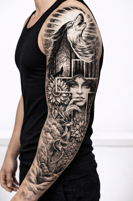 Wolf and Woman Portrait